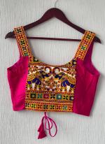 Magic Cotton Rani Pink Navratri Wear Mirror Work Readymade Blouse